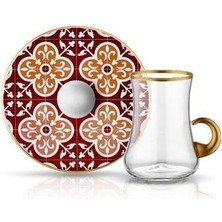 Çırpan Ev Koleksiyon Dervısh Karo Bordo Kulplu Çay Seti 1 Kişilik