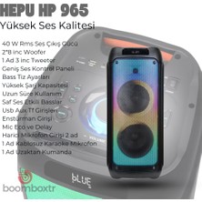 Hepu Hp 965 Şarjlı TAŞINABILIR40 Watt Rms 2*8 Inch Bluetooth Hoparlör