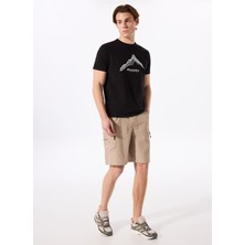 D5sm-sht3932 bej relaxed fit baskılı  şort