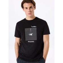 D5SM-TST3771 Siyah Bisiklet Yaka Relaxed Fit Baskılı T-Shirt