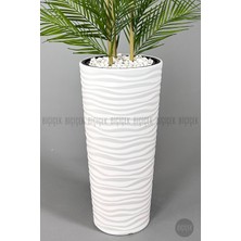 Biçiçek Yapay Areka Ağacı Palmiye Ağacı 33 Yapraklı Bambu Gövdeli Beyaz Kumsal Saksı Salon Çiçeği 150CM