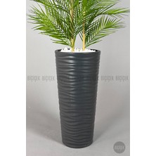 Biçiçek Yapay Areka Ağacı Palmiye Ağacı 33 Yapraklı Bambu Gövdeli Antrasit Kumsal Saksı Salon Çiçeği 150CM