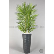 Biçiçek Yapay Areka Ağacı Palmiye Ağacı 33 Yapraklı Bambu Gövdeli Antrasit Kumsal Saksı Salon Çiçeği 150CM