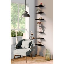 yankı-byeg 20 Cm 7li Mat Siyah Mdf Uçan Duvar Rafı Gizli Bağlantı Çiçeklik