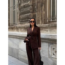 Rabury Clove Kemerli Ceket & Palazzo Pantolon Takım