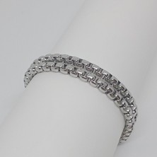 Sibelya Aksesuar Zr Tasarım Gümüş Kaplama Çiftli Çelik Bileklik