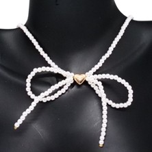 Sibelya Aksesuar Inci Dizimli Kalp Kapama Kolye