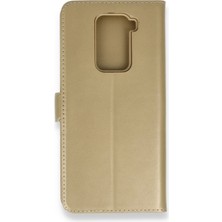 Bilişim Akademi  Xiaomi Redmi Note 9 Kılıf Deri Kartlıklı Kılıf Kapaklı Kılıf Cüzdanlı - Gold
