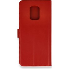 Bilişim Akademi  Xiaomi Redmi Note 9s Kılıf Deri Kartlıklı Kılıf Kapaklı Kılıf Cüzdanlı - Kırmızı