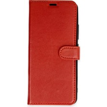 Bilişim Akademi  Xiaomi Redmi 14C Kılıf Deri Kartlıklı Kılıf Kapaklı Kılıf Cüzdanlı - Kırmızı