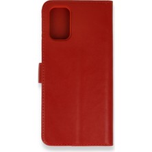 Bilişim Akademi  Oppo A52 Kılıf Deri Kartlıklı Kılıf Kapaklı Kılıf Cüzdanlı - Kırmızı