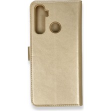  Realme C3I Kılıf Deri Kartlıklı Kılıf Kapaklı Kılıf Cüzdanlı - Gold