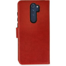 Bilişim Akademi  Xiaomi Redmi Note 8 Pro Kılıf Deri Kartlıklı Kılıf Kapaklı Kılıf Cüzdanlı - Kırmızı