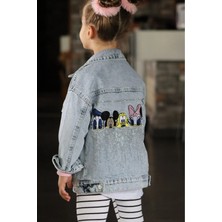 Dudor Kids Kız Çocuk Taş Işlemeli Kot Ceket-Kot Mont