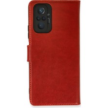 Bilişim Akademi  Xiaomi Redmi Note 10 Pro Kılıf Deri Kartlıklı Kılıf Kapaklı Kılıf Cüzdanlı - Kırmızı