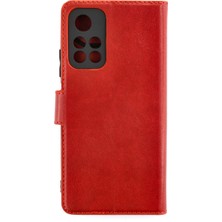 Bilişim Akademi  Xiaomi Poco M4 Pro 5g Kılıf Deri Kartlıklı Kılıf Kapaklı Kılıf Cüzdanlı - Kırmızı