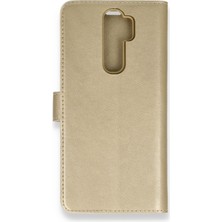Bilişim Akademi  Xiaomi Redmi Note 8 Pro Kılıf Deri Kartlıklı Kılıf Kapaklı Kılıf Cüzdanlı - Gold