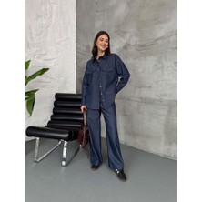 Elif Özbey Koyu Lacivert Ince Denim Takım