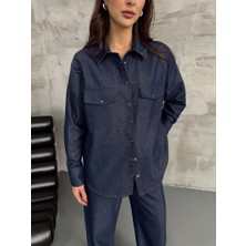 Elif Özbey Koyu Lacivert Ince Denim Takım