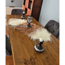 Camel -Krem Tibet  Peluş Masa Örtüsü Şık Dekoratif Lüks Elegant Modern Dekoratif  Runner.