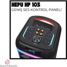 Hepu Hp 103 Büyük Boy Taşınabilir Şarjlı Bluetooth Parti Hoparlörü 80 W Rms 2*8 Inc Woofer