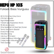 Hepu Hp 103 Büyük Boy Taşınabilir Şarjlı Bluetooth Parti Hoparlörü 80 W Rms 2*8 Inc Woofer