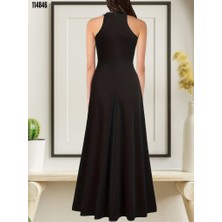 Halter Yaka Yırtmaçlı Krep Abiye Elbise