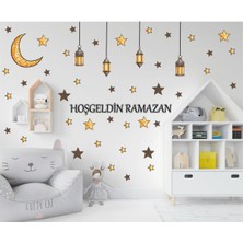 Ayza Tasarım Ramazan Ayıtemalı Sticker Seti Cam Duvar Sticker Ramazan Süsleri Islam Ramazan Figürleri