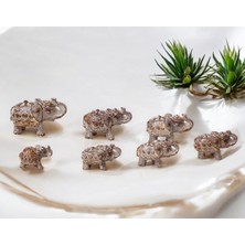 Elifeshop Lüks Motif Işlemeli 7'li Şans Bereket Fil Heykeli Biblo Hediyelik Dekoratif Ürün Ofis Ev Hediyesi 13