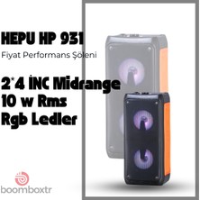 Hepu HP-931 Mikrofonlu Bluetooth Parti Hoparlörü 4 Inc*2 Extra Bass