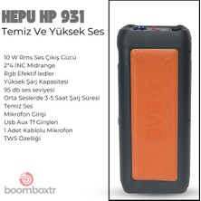Hepu HP-931 Mikrofonlu Bluetooth Parti Hoparlörü 4 Inc*2 Extra Bass