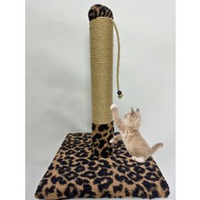 Panter Desen 42 cm Peluş Kaplama Tekli Kedi Tırmalama Tahtası | Tırmalamaya Dayanıklı Kompakt Yapı, Modern Tasarım ve Soft Renklerle Şık Görünüm