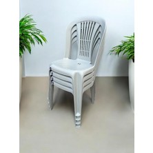 Nar Sokağı 4 Adet Kolsuz Plastik Sandalye Bahçe Balkon ve Mutfak Sandalyesi