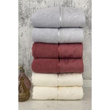 Özdilek Ditsy El-Yüz Havlusu 6 Adet-Krem-Mürdüm-Gri