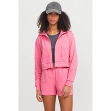 JJXX Jxalfa Reg Ls Every Logo Pembe Kadın Fermuarlı Sweatshirt