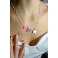 Izjewel Pembe Miyuki Yıldız 925 Ayar Gümüş Kolye