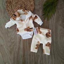 Bebe Kervanı Erkek Bebek %100 Pamuk Polar 3lü Takım Yenidoğan 0-3 Ay  BBK5824