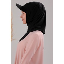 Melodi Scarf Kadın Tesettür Şapkalı Pratik Boneli Hazır Şal Siyah