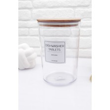 Bulaşık Makinesi Tablet Deterjan Kavanozu/kutusu Ahşap Vakumlu Kapak 2300 ml