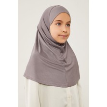 Melodi Scarf Tesettür Çocuk Namaz Bonesi Eşarbı Şalı Hijabı Koyu Gri