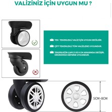 Trink Çanta Silikon Bavul Valiz Tekerlek Koruyucu 8 Adet ( Siyah )