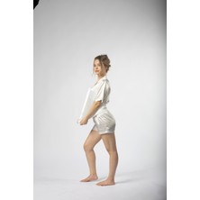 Saten Ön ve Arka Tarafı Kalp Detaylı Alt- Üst Takım Pijama