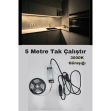 Mutfak Dolabı Için 5 Mt.  Şerit LED 12V Adaptör Aç Kapa Anahtarlı / Günışığı Renk