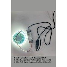 Mutfak Dolabı Için 5 Mt.  Şerit LED 12V Adaptör Aç Kapa Anahtarlı (Beyaz Renk)