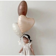 Bkmc Kahve Retro Stin Renkler Balon Demeti 3 Lü Folyo Kalp Balon