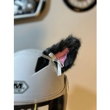 3dpazarıcom Motor & Motosiklet Kask Dış Aksesuar Gri Renk Kedi Kulağı