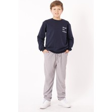 Zepkids Erkek Çocuk Lacivert Renkli Break The Routine Baskılı Uzun Kollu Sweatshirt