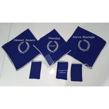 Moms And Babies Terzim Ayşenur Mavi Şifon Çelenk Sünnet Kirve Sünnet Annesi Nakış Işlemeli Kına Şalı Eldiven Isme Özel Üçlü Takım