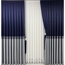 UFUK PERDE PANO FON  HİLAL  LACİVERT-GRİ (TEK KANAT)