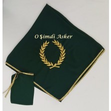 Moms And Babies Yeşil Şifon Çelenk O Şimdi Asker Gold Nakış Işlemeli Kına - Damat - Asker Omuz Şalı Atkı